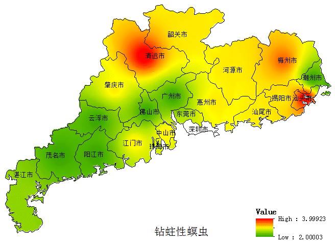 稻纵卷叶螟:在广州,韶关,阳江,湛江,茂名等市局部偏重发生.